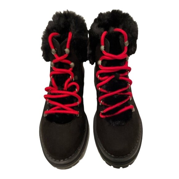 Sugar Womens Rolls Fuzzy Lug Sole Hiker Boots Size 7M Red Laces - Picture 7 of 16